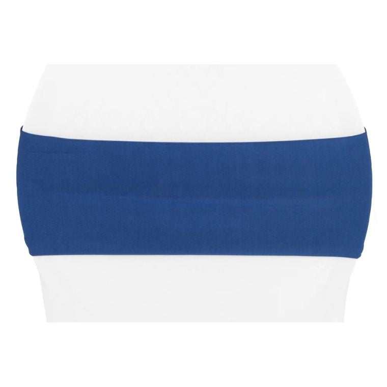 A royal blue fabric headband or hair wrap displayed on a white mannequin head form against a plain white background.